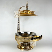Plat à réchaud de luxe en acier inoxydable doré 4L 6L 8L |   Réchaud de buffet suspendu avec couvercle, gravures décoratives et porte-ustensiles
