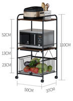 Chariot de rangement de cuisine en bois à 3 niveaux panier de rangement de fruits et légumes étagère de cuisine avec roulettes