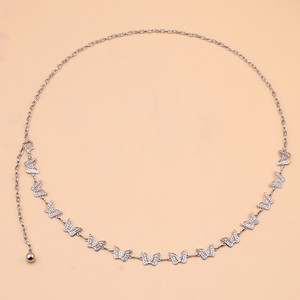 สร้อยคาดเอวรูปผีเสื้อ สีทองขาว K ชั้นเดียว โลหะ สำหรับผู้หญิง สวมใส่ได้ทุกวัน เครื่องประดับแฟชั่น - Product Image 1