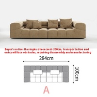 Italienisches Designer Minimalistisches Tufty-Time Modulares Ecksofa-Set Schaumstoff Schokoladen-Tofu-Stoff Edelstahl-Beine Wohnzimmer