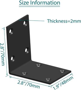 Nẹp Góc Giá Đỡ L Bằng Thép Không Gỉ 2X2 Inch Giá Đỡ Góc Lớn Màu Đen Chịu Lực Mạnh Giá Đỡ Góc Phải - Product Image 4