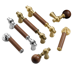 LCCDIS Solid Brass Wooden Handle T-Shaped Chinese Style Drawer Wardrobe Door <b>Knob</b> Durable Furniture Hardware - Product Image 3