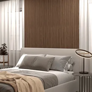Panneau mural en MDF avec placage en noyer et support non tissé, panneau mural cannelé flexible, panneau en bois tambour flexible pour la décoration intérieure - Product Image 6