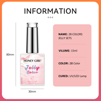 HONEY GIRL OEM Pigment Glelly Jelly Gel Polish 28 Couleurs Ensemble Vegan Neon Pure clear Jelly Colors Gel Nail Polish Salon Art Soak