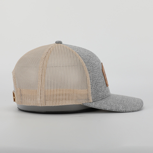 Bán Buôn OEM Tùy Chỉnh Thiết Kế Logo Thấp <span class=keywords><strong>Moq</strong></span> Chất Lượng Cao 6 Bảng Màu Xám <span class=keywords><strong>Snap</strong></span> Trở Lại Hat Lưới 112 Trucker Cap Với Vá Da - Product Image 4