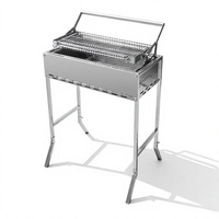 Barbecue manuel à retourner, gril industriel traditionnel en acier inoxydable, rôtissoire professionnelle, équipement de restauration commerciale
