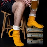 Cadeaux de fête des pères nouveauté chaussettes de sol noël créatif 3D tricot bière tasse chaussettes