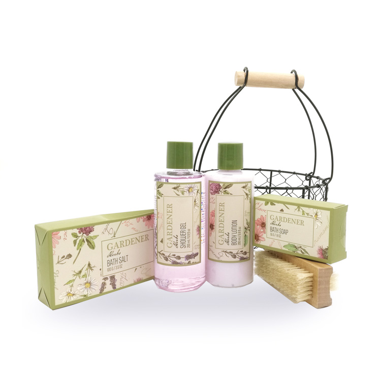 Оптовая продажа этикеток увлажняющий уход за телом спа Проволочная Корзина Для ванны и тела подарочный набор