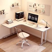 Bureau d'ordinateur en bois blanc de luxe en forme de L avec un design moderne pour le bureau à domicile et une optimisation idéale pour l'utilisation d'imprimantes