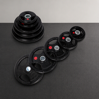 En gros, Ensemble de disques de musculation olympiques Tri Grip en fonte recouverte de caoutchouc, 2,5 kg, 5 kg, 10 kg, 15 kg, 20 kg, 25 kg, 50 mm, pour usage commercial en salle de sport
