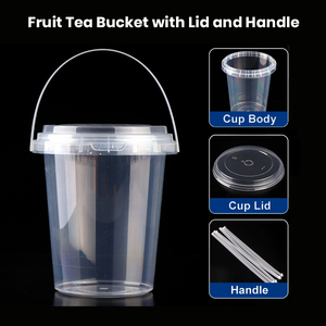 Bán Buôn Dùng Một Lần 16Oz 24Oz 32Oz Uống Xô Nước Chanh Boba Trái Cây Nước Trái Cây Container Rõ Ràng Nhựa Xô Cup Với Nắp - Product Image 5