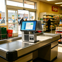 Terminal de point de vente interactif à double écran, stable et efficace, tout-en-un, pour supermarchés, magasins de proximité, caisse enregistreuse commerciale compacte