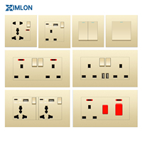 Interruptores de Pared de Plástico XIMLON Golden Modern Luxury UK, Interruptores de Pared de Alta Calidad Más Vendidos de 1/2/3/4 Vías