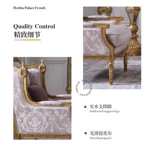 Palais français rétro meubles en bois massif haut rebond européen ancien Style ensemble salon or traçage tissu canapé de luxe - Product Image 3