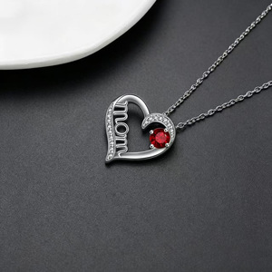 Collier Lettre Cœur Best-Seller Transfrontalier en Alliage de Zinc Plaqué Rhodium Style Rétro Tendance Pendentif Maman pour la Fête des Mères - Product Image 3