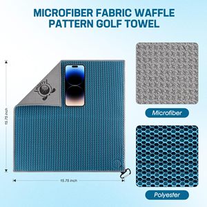 Toalla de golf magnética de doble capa personalizada, toalla de limpieza de microfibra tipo gofre para palos de golf, imán oculto para fijar a la bolsa y al carrito - Product Image 3