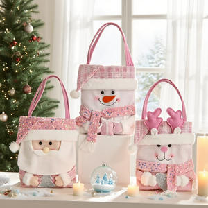 Navidad Santa muñeco <span class=keywords><strong>de</strong></span> nieve bolsa <span class=keywords><strong>de</strong></span> tela festiva Rosa felpa regalo bolsa para almacenamiento <span class=keywords><strong>de</strong></span> dulces Apple <span class=keywords><strong>intercambio</strong></span> fiesta favores decoraciones - Product Image 2