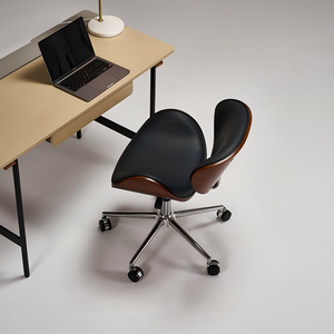 Modern Ergonomic Study Chair with Walnut Veneer & Soft Height <b>Adjustable</b> 360° Swivel <b>Desk</b> Chair - Product Image 2
