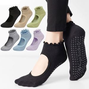 Calcetines profesionales de algodón peinado sin espalda para mujer, calcetines de Yoga profesionales antideslizantes, Pilates, deportes, Fitness, baile - Product Image 1