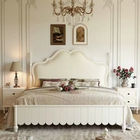 JY-B418 lit double king size surdimensionné de 2m de luxe américain avec cadre en bois massif français lit queen size de luxe léger-chambre à coucher rembourrée