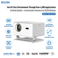 Projecteur intelligent ROJIN X4AR Android 14, résolution native 1080P, 350 ANSI, mise au point automatique, WiFi 6, BT 5.4, home cinéma portable