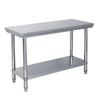 Table de travail en acier inoxydable 304 robuste avec étagère inférieure, facile à nettoyer, structure stable, pour la préparation culinaire