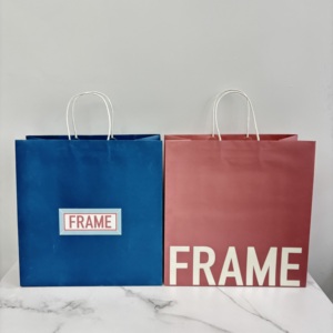 ถุงกระดาษคราฟท์สีน้ำเงินพิมพ์ลาย<span class=keywords><strong>ต</strong></span>ามสั่ง พร้อมหูหิ้วแบบเกลียว สำหรับบรรจุภัณฑ์ของขวัญ ร้านค้าปลีก และร้านกาแฟแบบนำกลับบ้าน - Product Image 6