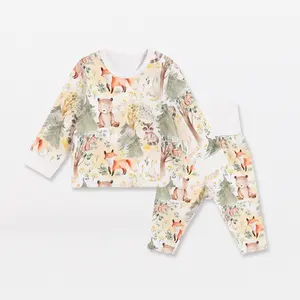 カスタマイズされた色とロゴ竹綿男の子と女の子のパジャマセット子供のための高品質のパジャマ