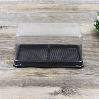 Boîte à gâteau rectangulaire jetable transparente en PET à 2 compartiments, qualité alimentaire, emballage en vrac