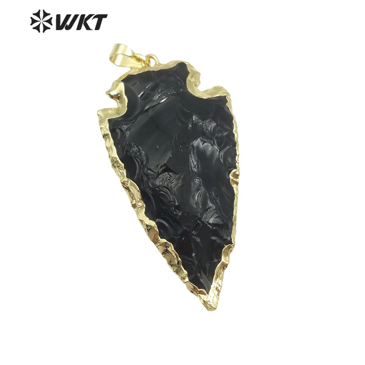 WT-P239 Wholesale black obsidian arrowhead carved pendants, fashion energy natural raw stone arrowhead obsidian pendants