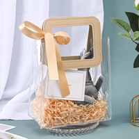 Sac de plage transparent et imperméable, sac de shopping personnalisé, cadeau de mariage, pochette transparente autoportante, sac à poignée en PVC