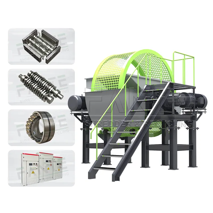 Chất thải lốp cắt tái chế Shredder máy lốp đôi trục Shredder máy