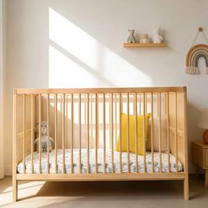 Cuna convertible portátil 3 en 1 de madera maciza con 6 ajustes de altura para uso en hospitales y escuelas - Product Image 2