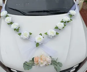丝带绢花新娘汽车装饰品玫瑰婚礼人造花