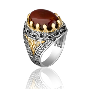 Turkish style vintage High Quality 925 sterling <b>silver</b> Aqeeq <b>Rings</b> Classic 925 Sterling <b>Silver</b> Agate <b>Men's</b> <b>Silver</b> <b>Ring</b> for <b>Men</b> - Product Image 1