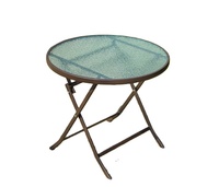 Petite table de salle à manger pliante en verre trempé pour l'extérieur Petite table ronde pour balcon Table de magasin de thé au lait