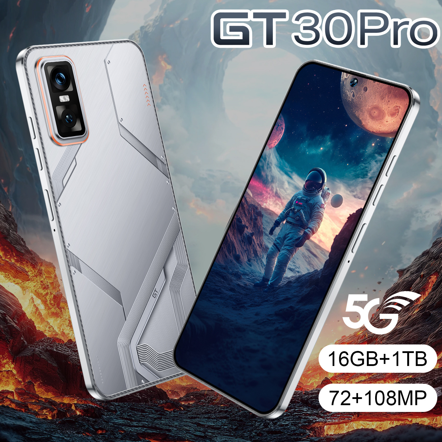 GT30 Pro 5G Smartphone 16GB+1TB Android 14.0 HD Screen 4G/5G 7.3