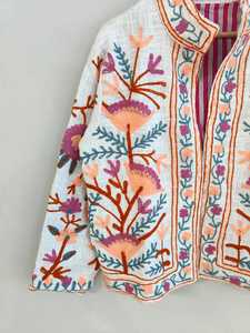 Classic Art Craft Handmade Embroidered Bohemian Suzani Bomber <b>Jacket</b> Reversible Breathable Eco Friendly <b>Short</b> <b>Sleeve</b> <b>Jacket</b> - Product Image 3