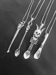 Collar con Colgante de Cuchara Mini Vintage, Colgantes de Calaveras de Animales de Latón, Joyería Tribal Boho Gitana Unisex, Collares con Colgante de Cuchara - Product Image 2