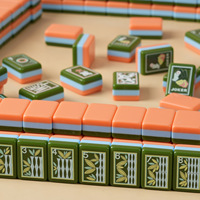 Tablevibe - Fichas de Mahjong con Rayas de Colores en Contraste, Patrón Estándar, Acrílico, Accesorios para Juegos de Entretenimiento