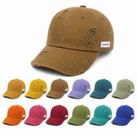 Casquette de baseball vintage en coton délavé non structurée à 6 panneaux, avec logo tissé personnalisé et visière incurvée, style « Dad Hat » de luxe en gros