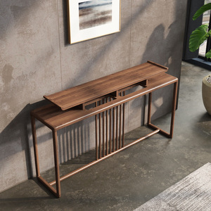 <span class=keywords><strong>Console</strong></span> Moderne en Bois <span class=keywords><strong>Massif</strong></span> Durable avec Étagère, Meuble d'Entrée Noir et Or en <span class=keywords><strong>Orme</strong></span> pour Appartement et Salon - Product Image 6