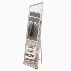 <span class=keywords><strong>Miroir</strong></span> <span class=keywords><strong>sur</strong></span> <span class=keywords><strong>pied</strong></span> vintage à cadre blanc et détails argentés, idéal pour chambre et salon, vente en gros directe usine - Product Image 6