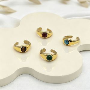 yunnique Fashion <b>Rings</b> Gold Plated <b>Open</b> Teardrop Inlaid Stone Unisex Jewelry Gift - Product Image 3