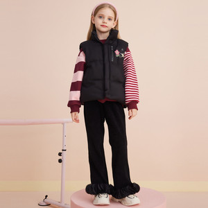 <strong>Black</strong> Padded Turtleneck Zipper Kids Sleeveless Vest-Solid Color Warm <strong>Gilet</strong> for <strong>Girls</strong> 3-8 Years Autumn Winter - Product Image 4