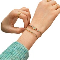 Bracelet Minimaliste Tendance à Succès : 26 Lettres Anglaises, Bracelet Émaillé, Bijou Populaire