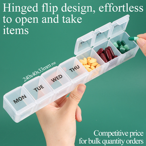 SUNSHING BPA Free Weekly Pill Organizer Large Compartment 7 Grids Daily Pill Storage Cases Travel Medicine Storage Box <b>Container</b> - Product Image 4
