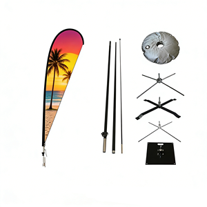 Drapeau publicitaire à installation rapide, forme goutte d'eau, avec base métallique antirouille, pour la vente immobilière - Product Image 1