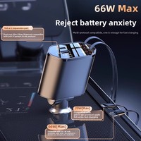 Chargeur de voiture 1-2-4 à charge ultra rapide, câble rétractable PD Type-C OLIVER, adaptateur de conversion pour téléphone