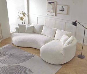 Bắc Âu Sang Trọng Cong Cắt <span class=keywords><strong>Sofa</strong></span> Set Trắng Modular Vải Home Văn Phòng Giải Trí Chuyển Đổi Xốp Đầy Giường Hot Bán Cho - Product Image 2